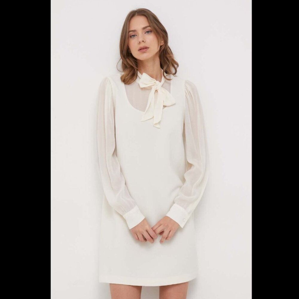 NWT United Colors of Benetton Cream Crepe Dress Sz XS